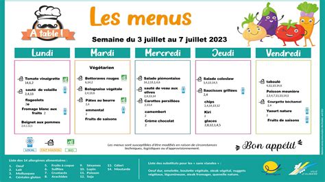 Menus Scolaires Du Juin Au Juillet Ville Aubiere Fr