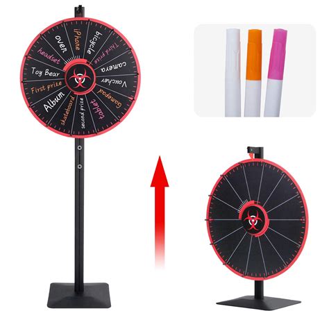 24 Inch Spinning Wheel, 14 Slots Color Prize Wheel with Dry Erase ...