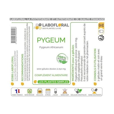 Pygeum Africanum Labofloral 1000 gélules dosées à 250 mg Compléme