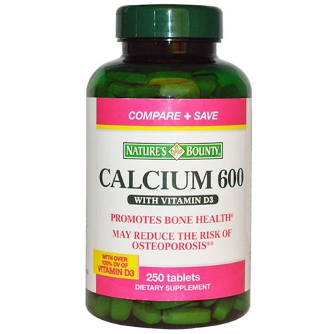 Nature S Bounty Calcium With Vitamin D3 600 Mg 250 Tablets