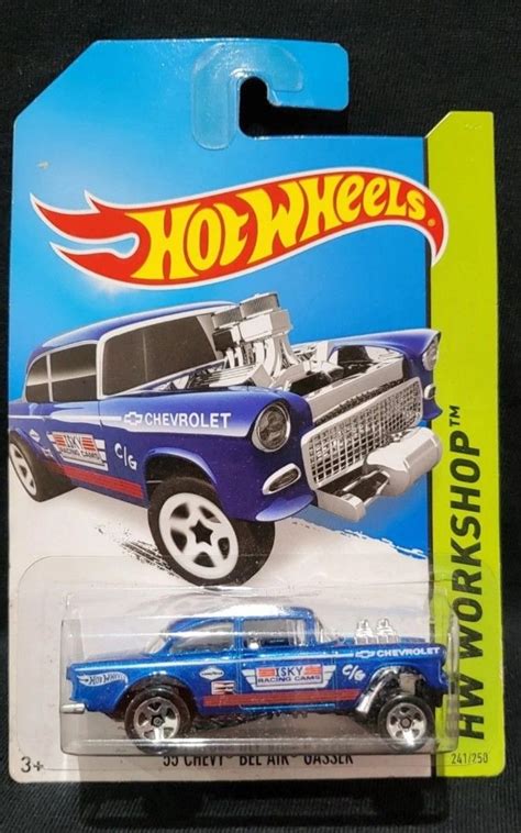 Hot Wheels 1 64 Scale Hw Workshop • Blue `55 Chevy Bel Air Gasser Toys And Collectibles Mainan