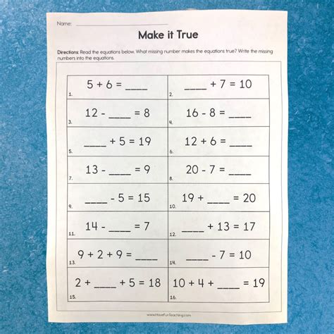 Make It True Missing Number Addition Subtraction Worksheet Have Fun