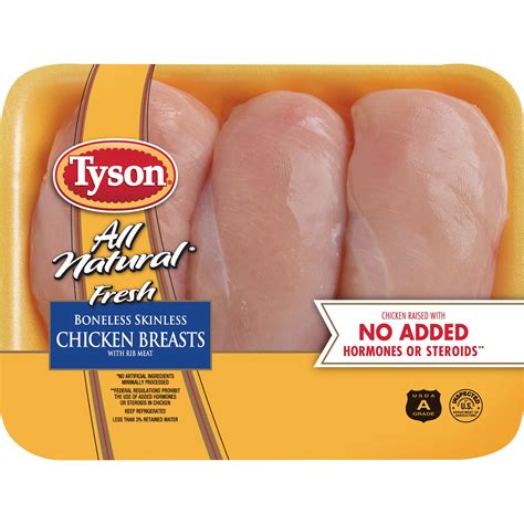 Tyson All Natural Fresh Boneless Skinless Chicken Breasts 1 75 3 0 Lb Tray