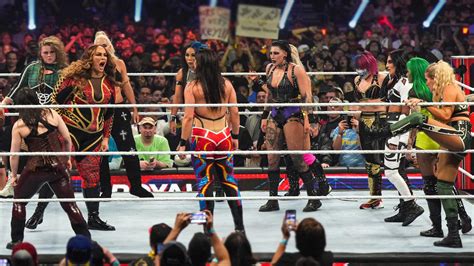 Eleven Superstars Team Up To Eliminate Nia Jax Wwe Royal Rumble 2023