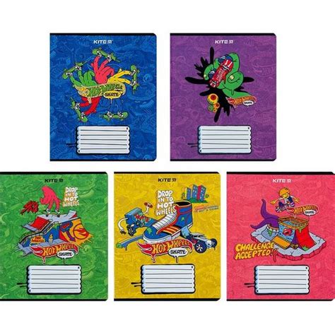 Тетрадь в клеточку листов цветная обложка гибр УФ лак дизайн Hot Wheels Kite HW