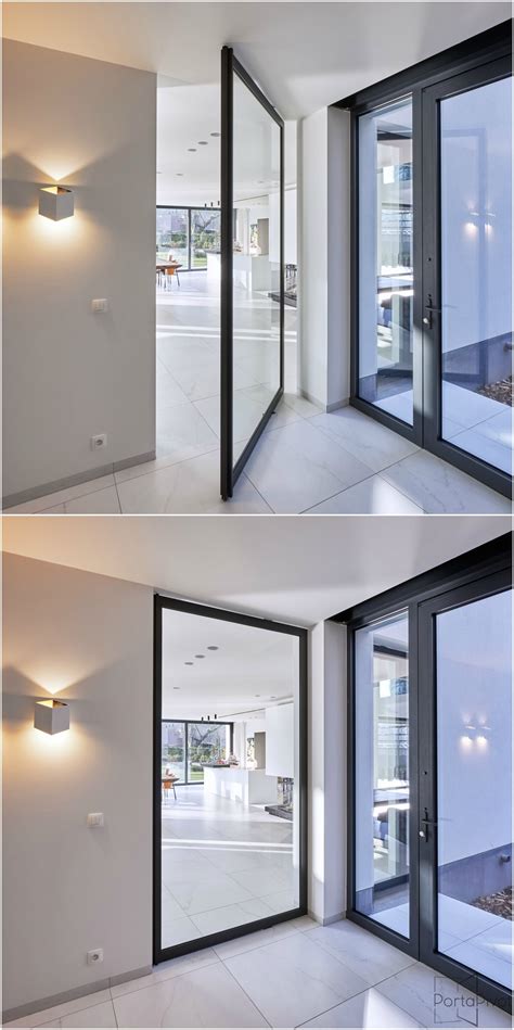 Large Glass Pivoting Door With Offset Axis Pivot Hinges The Hinge Is Virtually Invisible And Do