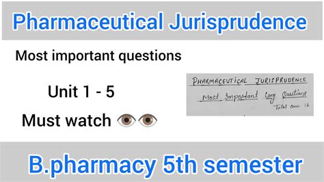 Pharmaceutical Jurisprudence 5 Semester Important Questions Long Quest