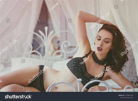 Portrait Charming Sexy Woman Lingerie Lying Stock Photo Edit Now