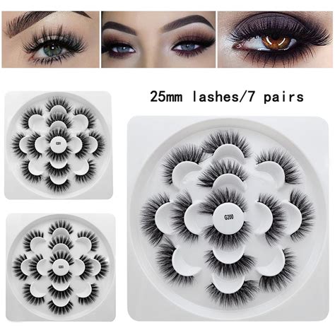 6D Mink Eyelashes 7 Pairs Natural False Long Thick Wispy Fluffy