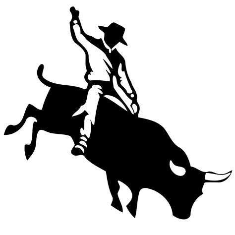 cowboy man riding a bull at a rodeo bull riding black and white silhouette 23632587 Vector Art ...