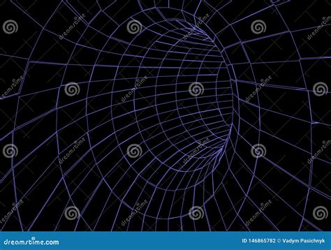 Tunnel Or Wormhole Digital 3d Wireframe Tunnel 3D Tunnel Grid