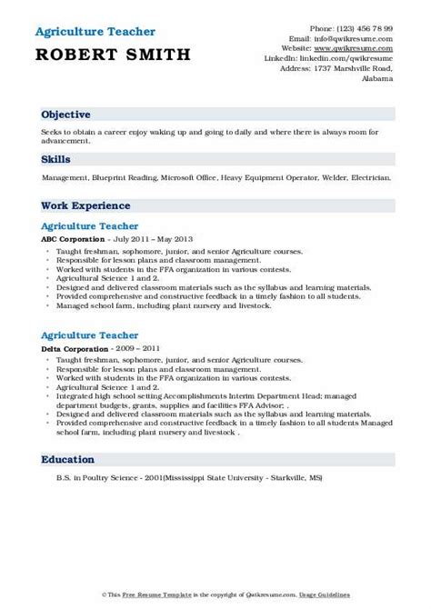 10 Agriculture Teacher Resume Samples And Templates For 2025