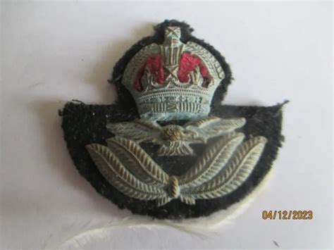 Ww Raf Royal Air Force Officers Bullion Wire Original Cap Badge