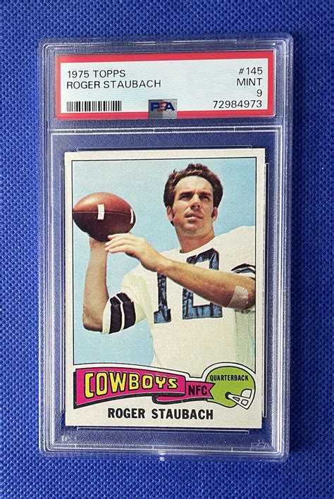 1975 Topps 145 Roger Staubach PSA 9 BEAUTIFUL CARD WELL CENTERED 50 50