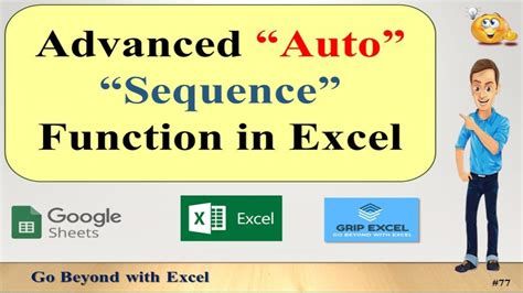 Advance Sequence Function In Excel Auto Serial No Grip Excel YouTube