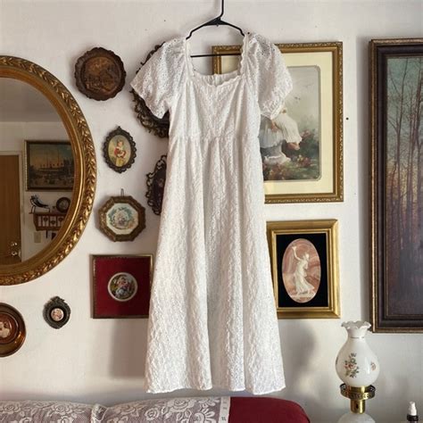 Dresses Vintage Handmade Cotton Eyelet Maxi Dress With Lace