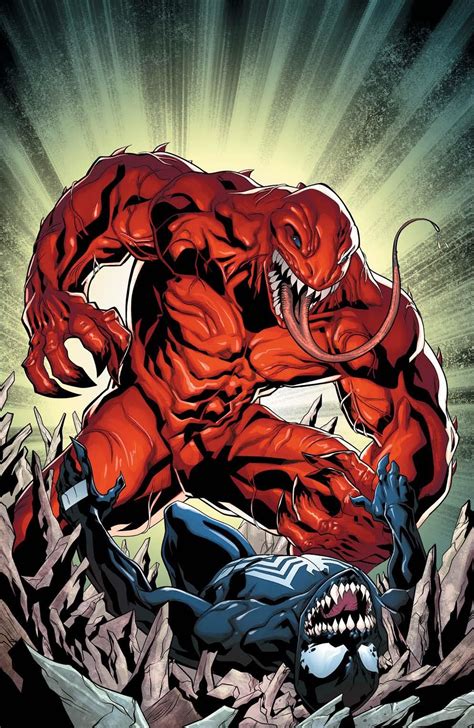 An Image Of The Cover To Venom 1 Featuring A Red Demon And A Black Spider