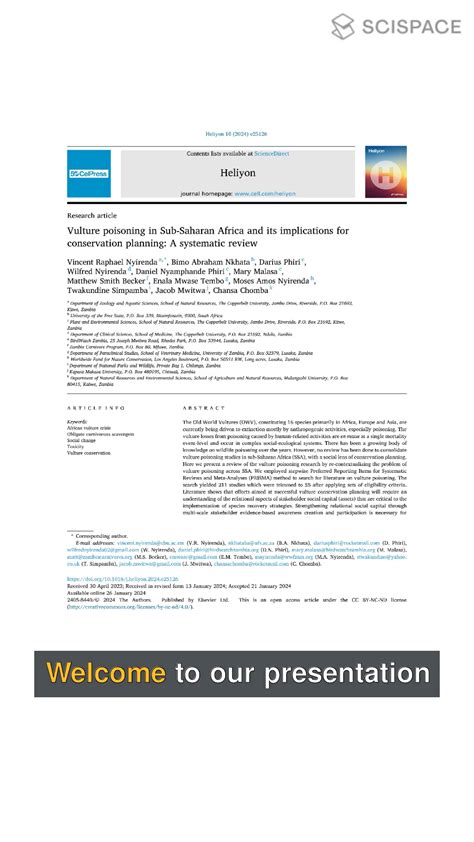 Pdf Vulture Poisoning In Sub Saharan Africa And Its Implications For