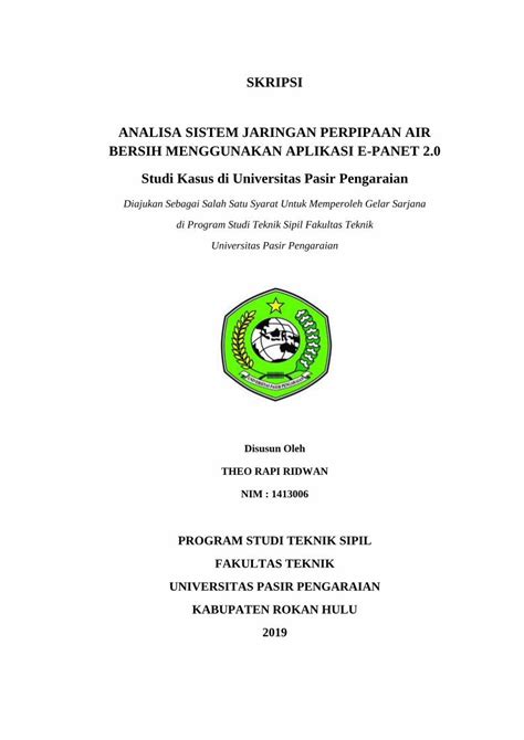 Pdf Skripsi Analisa Sistem Jaringan Perpipaan Air Dokumen Tips