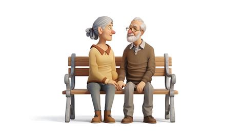 Premium Photo A Cartoon Of An Old Man And A Woman Sitting On A Bench