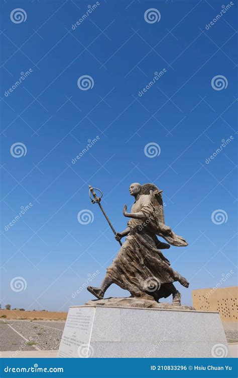 Metal Statue of Tang Priest Tang Sanzang in Ruins of Gaochang, Turpan ...