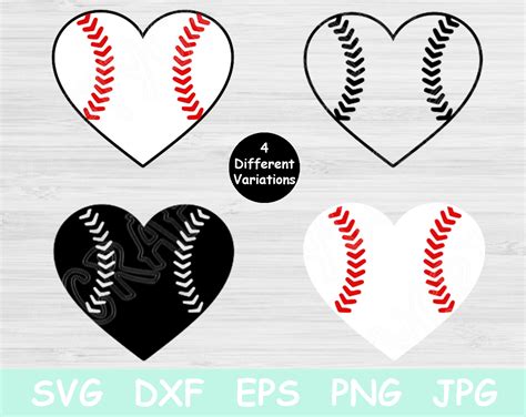 Softball Heart Svg Baseball Heart Svg Files For Cricut Love Etsy