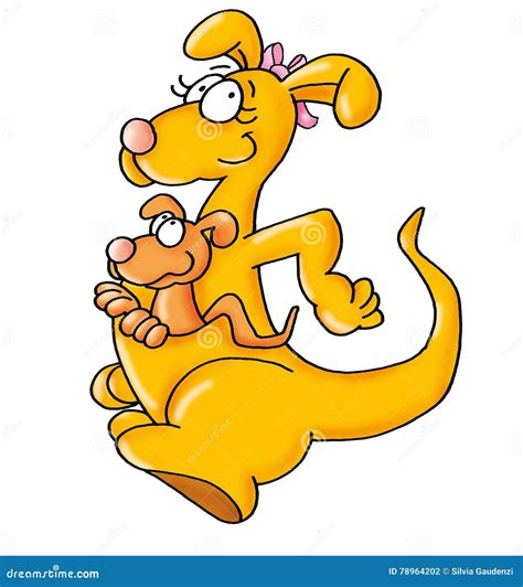 Canguro Di Mamma Con Piccolo Una Progettazione Comica Dell'umorista