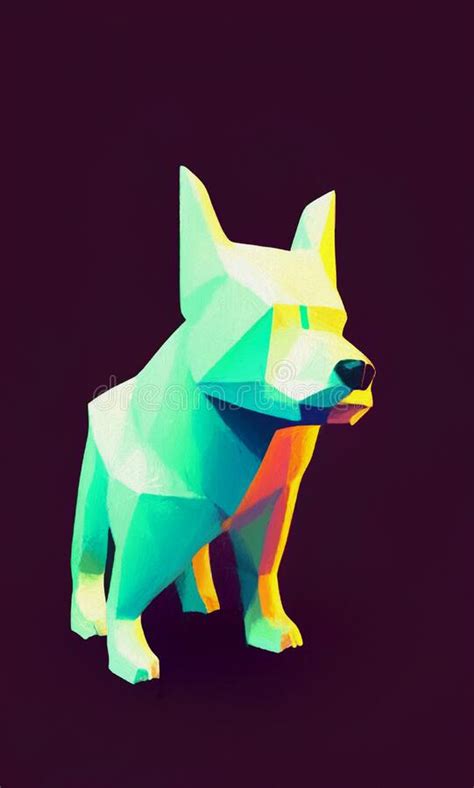 Low Poly Dog Stylized Digital Art Stock Illustration Illustration