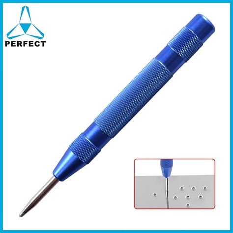 Automatic Center Pin Punch Spring Loaded Marking Starting Holes Tool Wood Press Dent Marker