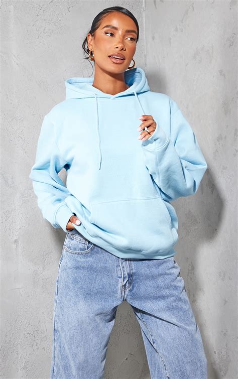 Baby Blue Oversized Sweat Hoodie | PrettyLittleThing