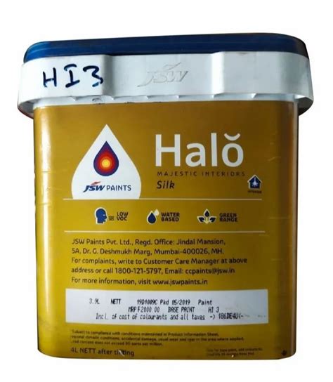 Jsw Halo Majestic Interior Silk Paint Packaging Size Liter At Best