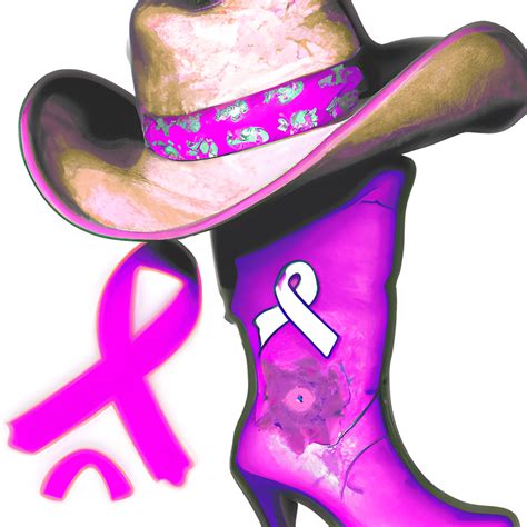 Cute Pink Breast Cancer Ribbon Cowboy Boots Hat Creative Fabrica