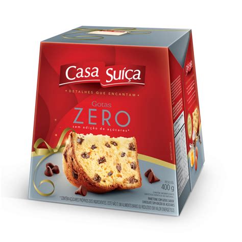 Panettone Gotas Chocolate Zero Açúcar Casa Suíça 400g Eclipse Imports