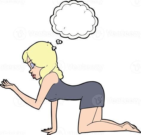 Cartoon Woman On All Fours With Thought Bubble 40299753 Png