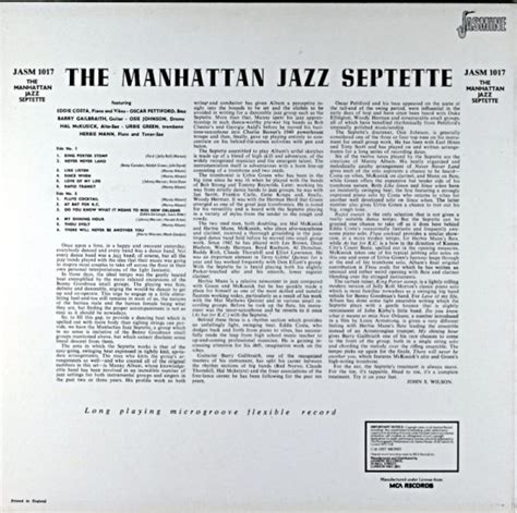 The Manhattan Jazz Septette Eddie Costa Us盤 Jazzcat Record