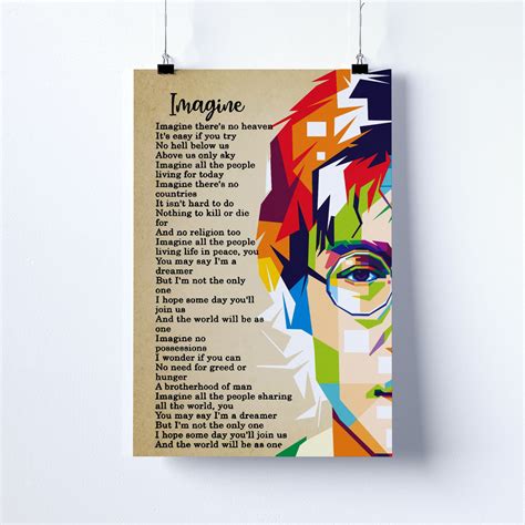 John Lennon Imagine Lyrics Poster Lyrics Canvas John Lennon | Etsy