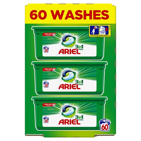 Ariel 3in1 Pods Original Washing Liquid Capsules 60 Washes Washing