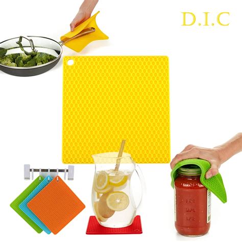 Best Square Honeycomb Silicone Non Slip Coaster Potholder Trivet Mat Heat Resistant Hot Pads Pot
