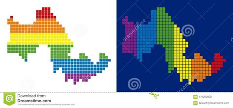 Spectrum Pixel Dotted Tilos Greek Island Map Stock Vector