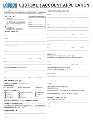 Fillable Online Customer Credit Application Form