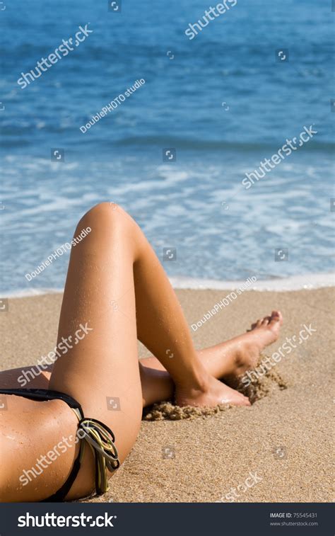 Sexy Girl Bikini Lying On Beach Stock Photo Shutterstock