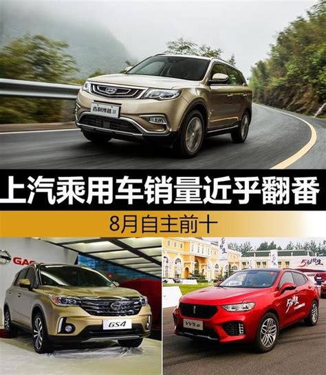 8月自主前十 上汽乘用車銷量近乎翻番 每日頭條