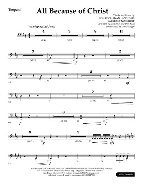 All Because Of Christ Choral Anthem Satb Timpani Sheet Music Pdf