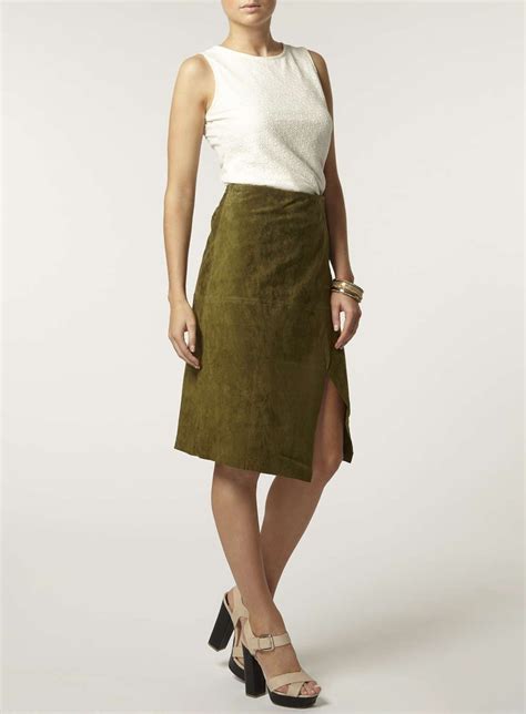 Premium Khaki Suede Wrap Skirt Wrap Skirt Clothes Skirts