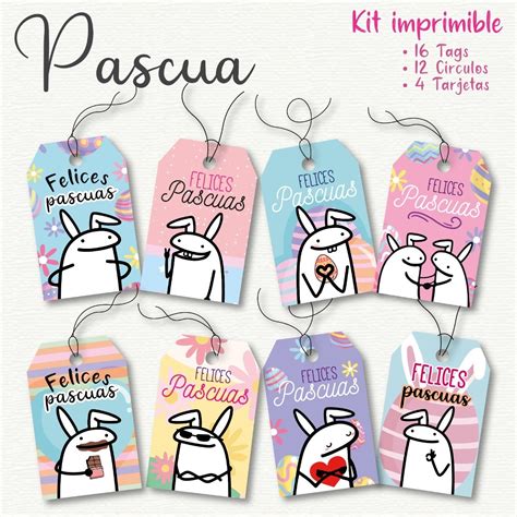 Kit Imprimible Tags Flork Felices Pascuas Tarjetas Avisos En