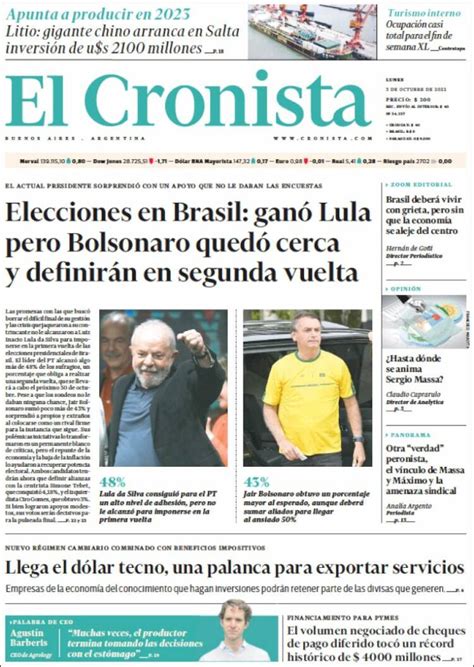 Periódico El Cronista Comercial Argentina Periódicos De Argentina Edición De Lunes 3 De