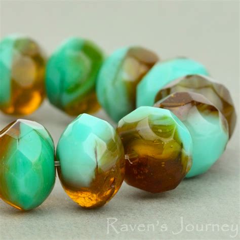 Rondelle 9x6mm Turquoise Amber Mix Transparent Opaque Raven S