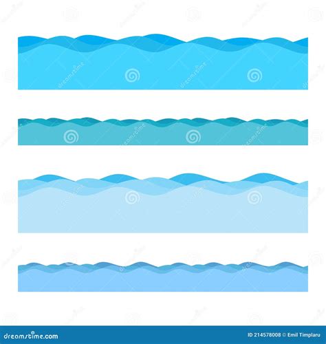 Ilustração Do Desenho Do Vetor De Ondas Do Mar Isolada Em Fundo Branco