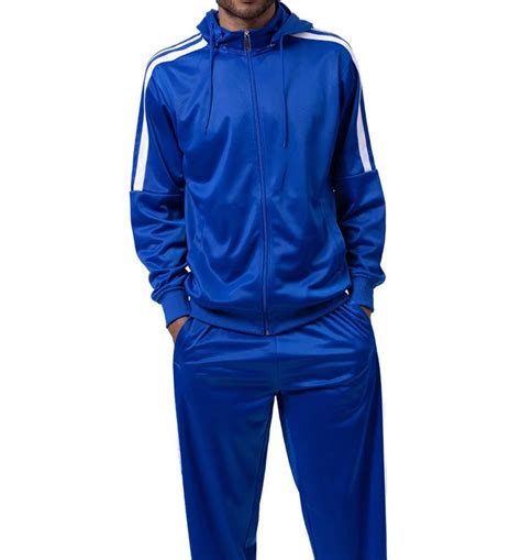 Mens Track Suit With Detachable Hood In Royal Blue Tracksuit Mens