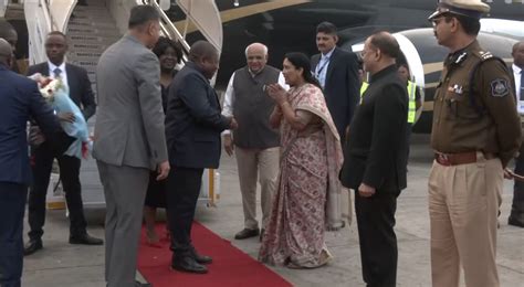 Mozambique President Filipe Nyusi arrives in Ahmedabad to attend ...